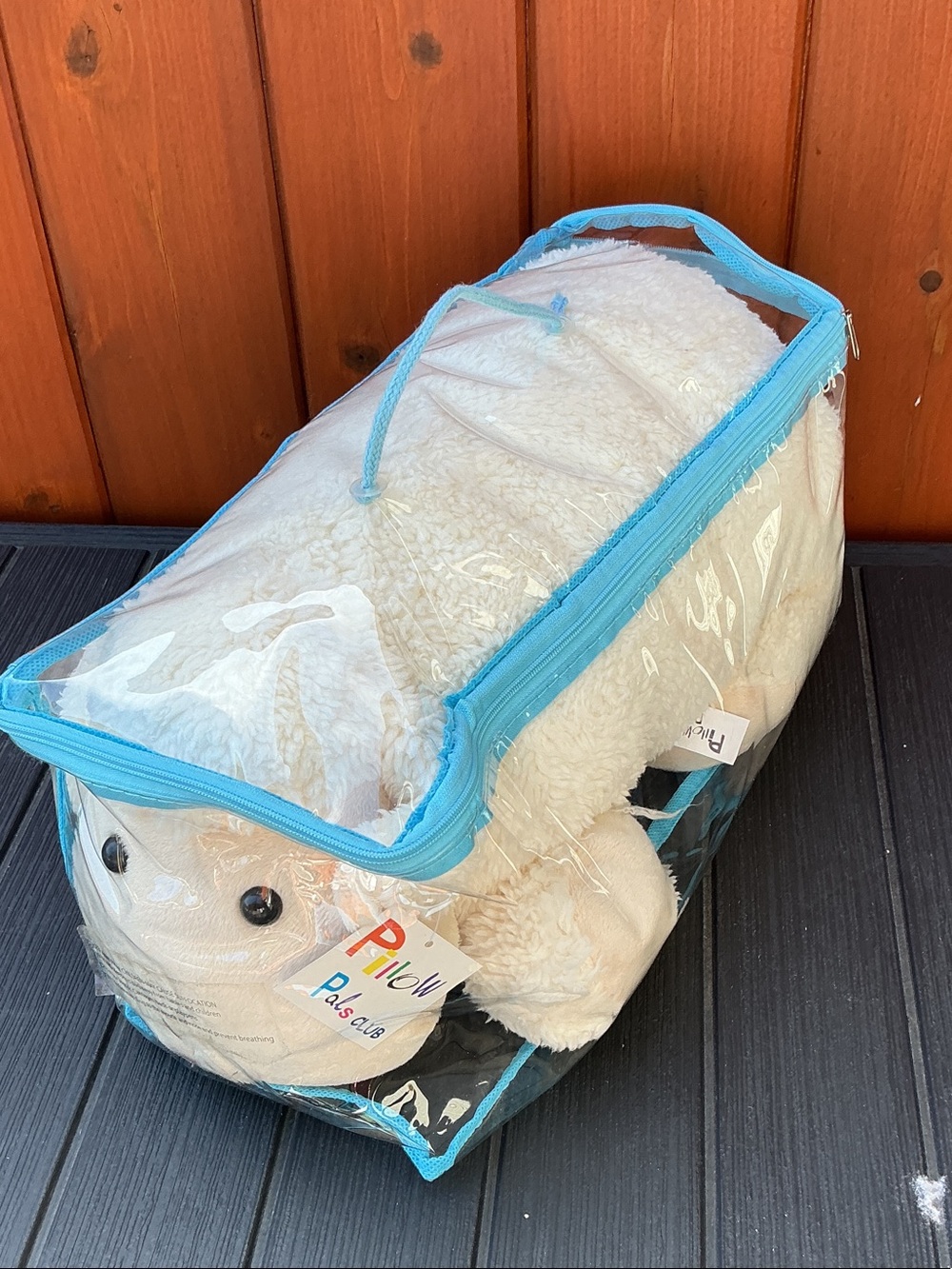 Plush SOFT LAMB Pet Carrier Bag with Blue Trim - Pillow Pal Club. NWT